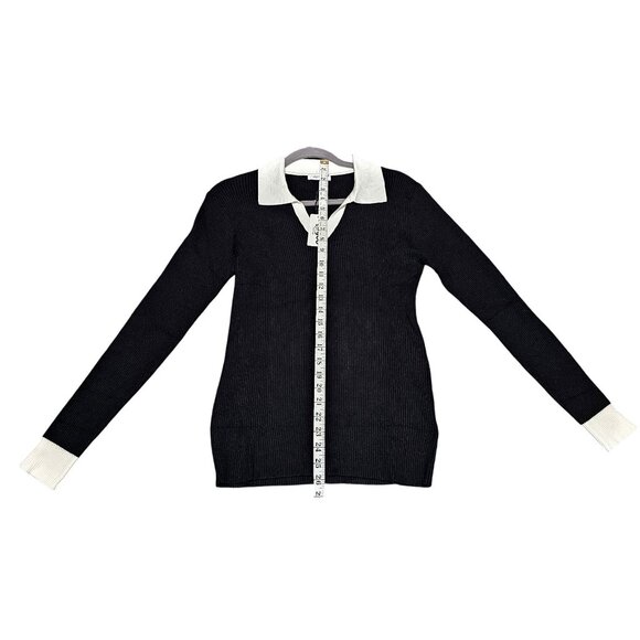 Zeagoo‎ Black & White Knit Long Sleeve Collared Sweater XXL - Picture 6 of 7